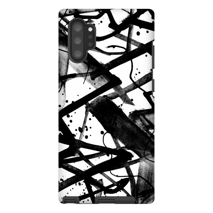 Galaxy Note 10 plus StrongFit Black ink brushed graffitti by Oana 