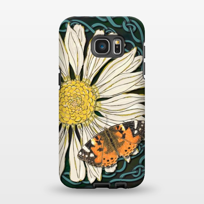 Galaxy S7 EDGE StrongFit Daisy and Butterfly by Lotti Brown
