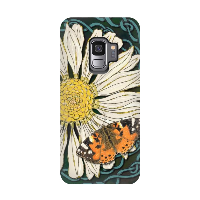 Galaxy S9 StrongFit Daisy and Butterfly by Lotti Brown