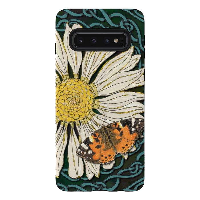 Galaxy S10 StrongFit Daisy and Butterfly by Lotti Brown