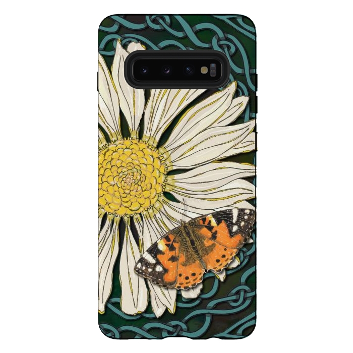 Galaxy S10 plus StrongFit Daisy and Butterfly by Lotti Brown
