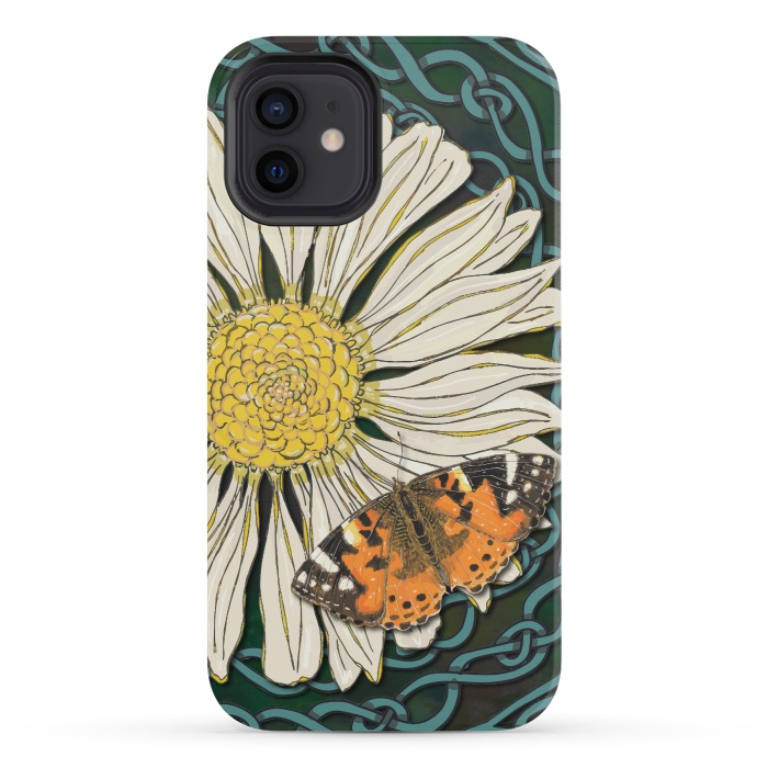 iPhone 12 mini StrongFit Daisy and Butterfly by Lotti Brown