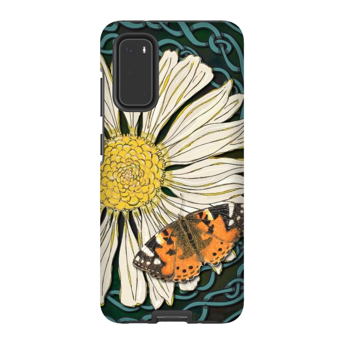 Galaxy S20 StrongFit Daisy and Butterfly by Lotti Brown