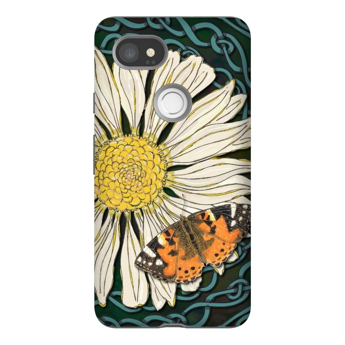 Pixel 2XL StrongFit Daisy and Butterfly by Lotti Brown