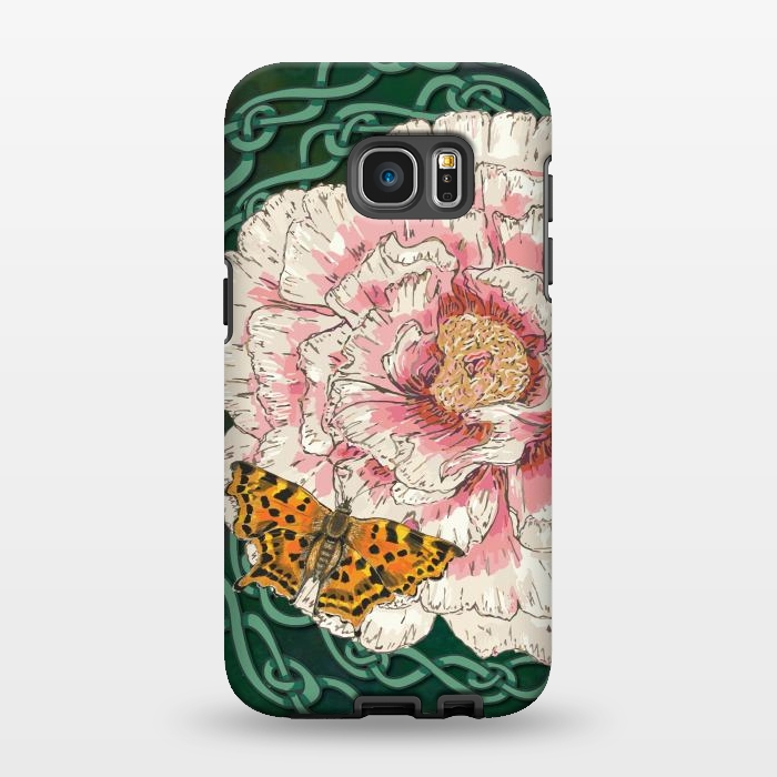 Galaxy S7 EDGE StrongFit Peony and Butterfly by Lotti Brown
