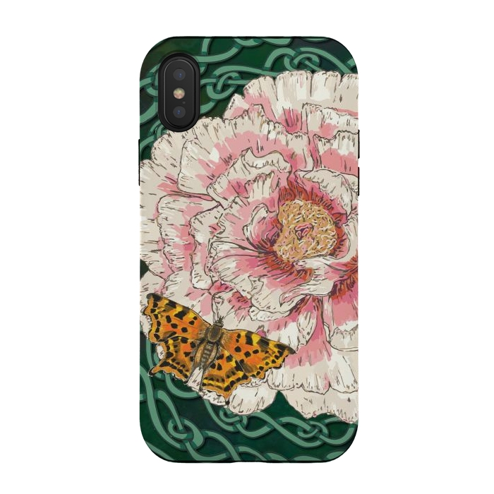 iPhone Xs / X StrongFit Peony and Butterfly by Lotti Brown