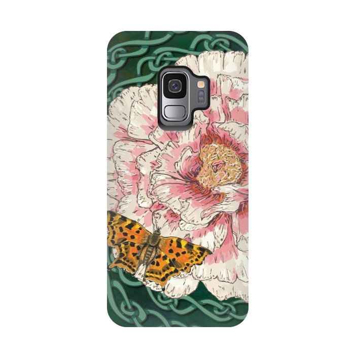 Galaxy S9 StrongFit Peony and Butterfly by Lotti Brown