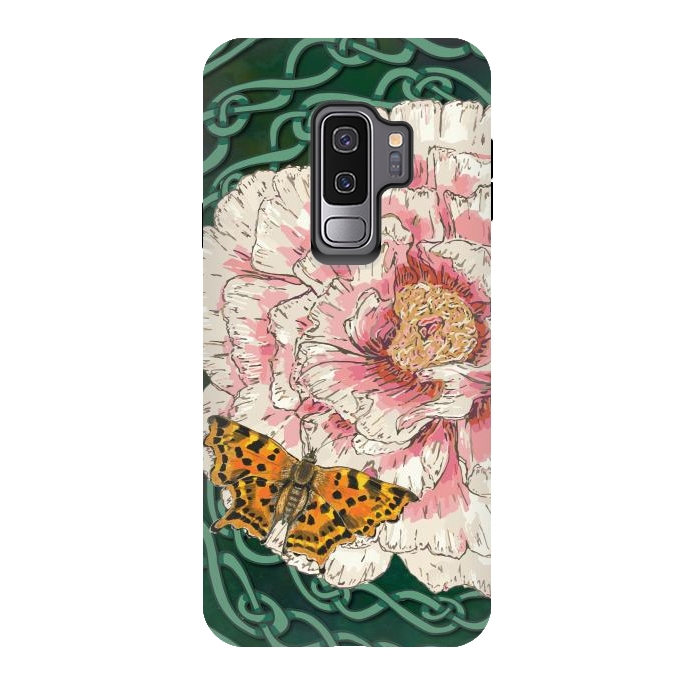Galaxy S9 plus StrongFit Peony and Butterfly by Lotti Brown