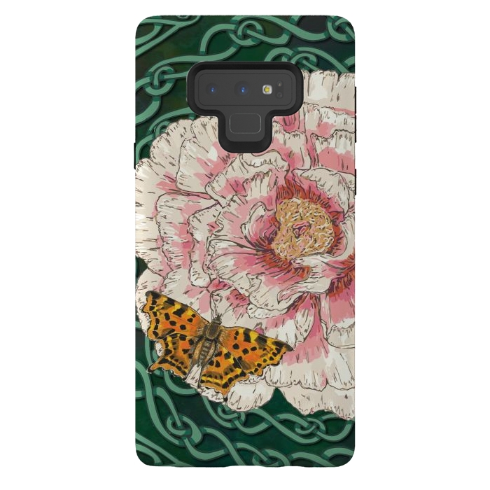 Galaxy Note 9 StrongFit Peony and Butterfly by Lotti Brown