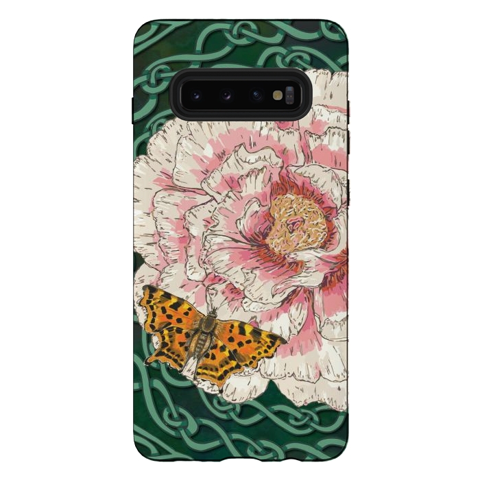 Galaxy S10 plus StrongFit Peony and Butterfly by Lotti Brown