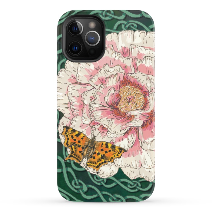iPhone 12 Pro StrongFit Peony and Butterfly by Lotti Brown