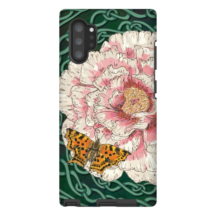 Galaxy Note 10 plus StrongFit Peony and Butterfly by Lotti Brown