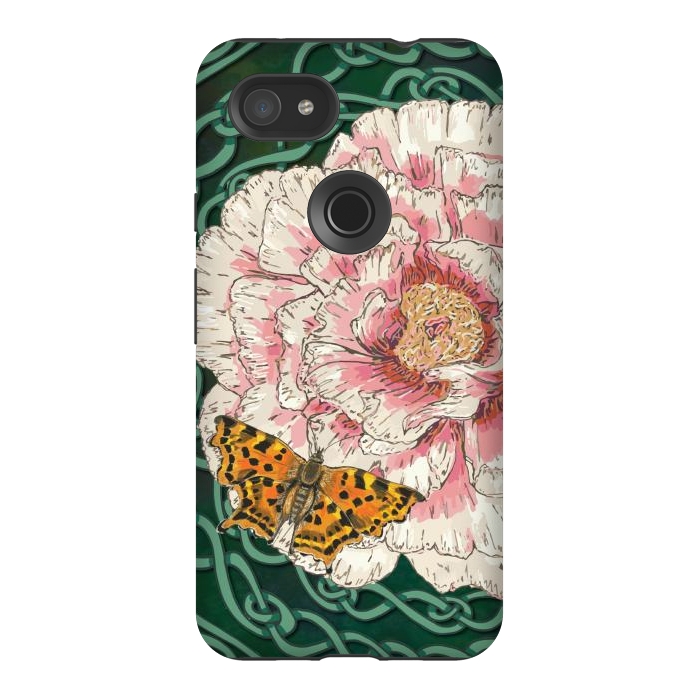 Pixel 3AXL StrongFit Peony and Butterfly by Lotti Brown