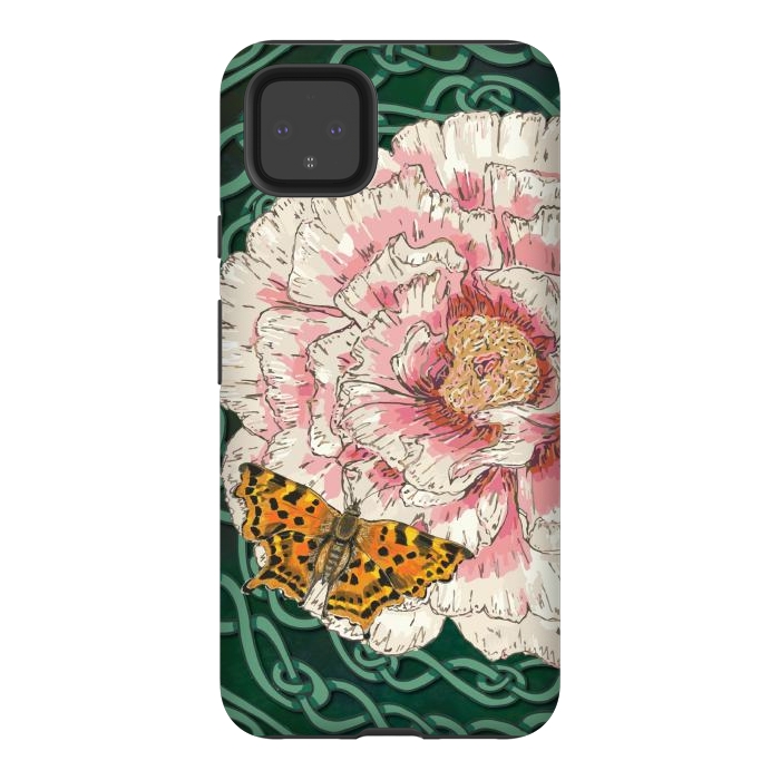 Pixel 4XL StrongFit Peony and Butterfly by Lotti Brown