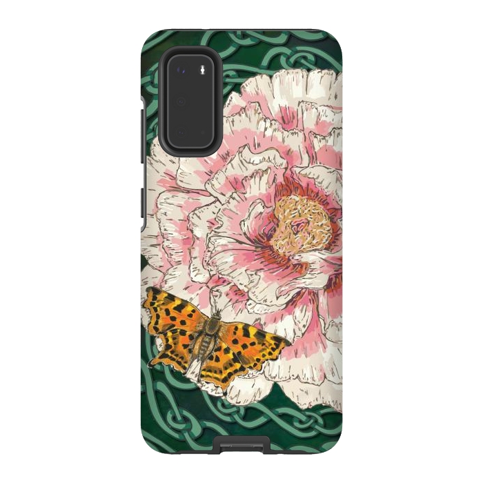 Galaxy S20 StrongFit Peony and Butterfly by Lotti Brown