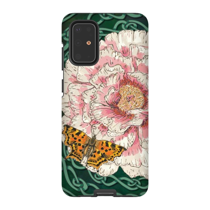 Galaxy S20 Plus StrongFit Peony and Butterfly by Lotti Brown