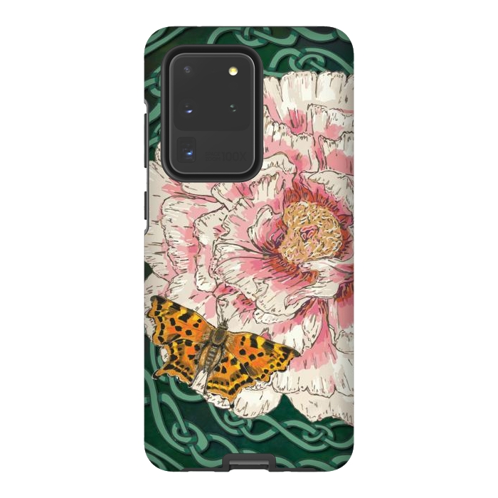Galaxy S20 Ultra StrongFit Peony and Butterfly by Lotti Brown