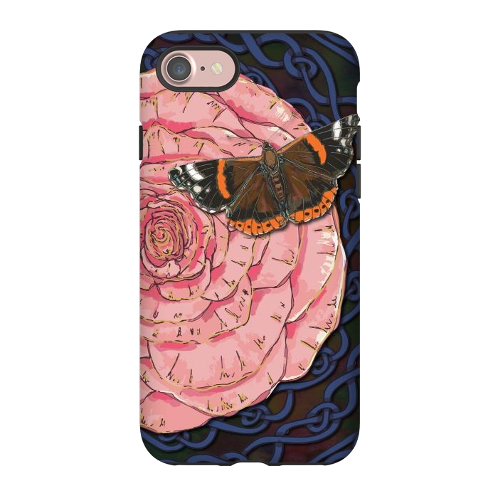 iPhone 7 StrongFit Pink Rose and Butterfly by Lotti Brown