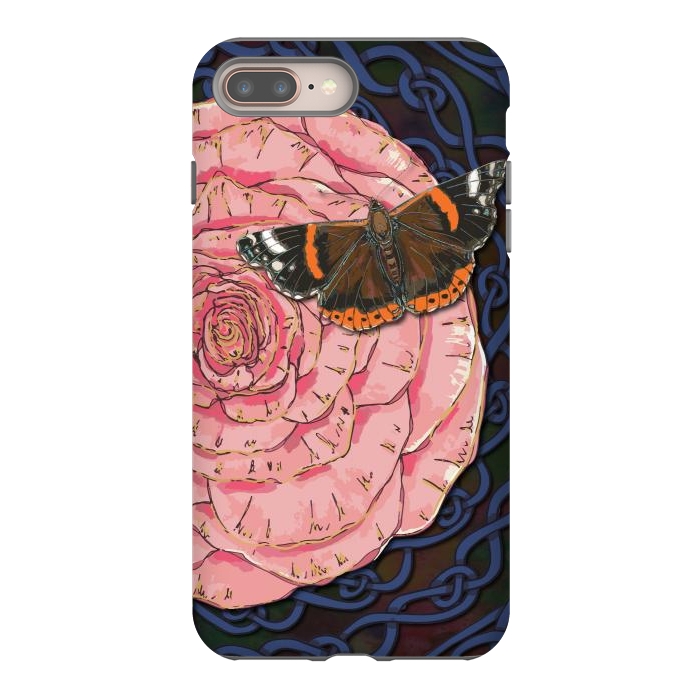 iPhone 7 plus StrongFit Pink Rose and Butterfly by Lotti Brown