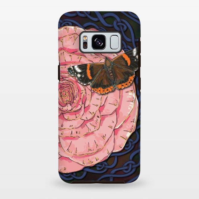 Galaxy S8 plus StrongFit Pink Rose and Butterfly by Lotti Brown