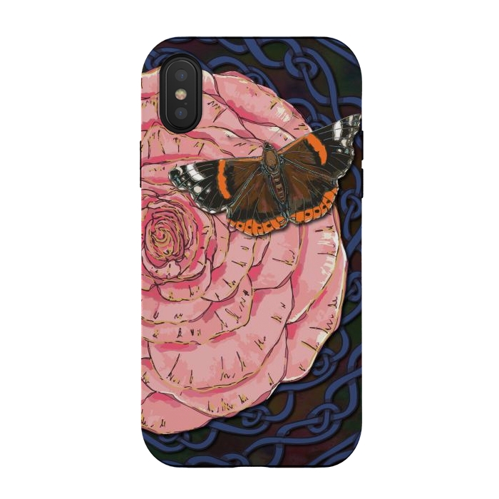 iPhone Xs / X StrongFit Pink Rose and Butterfly by Lotti Brown