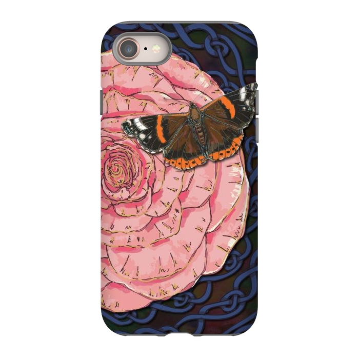iPhone 8 StrongFit Pink Rose and Butterfly by Lotti Brown
