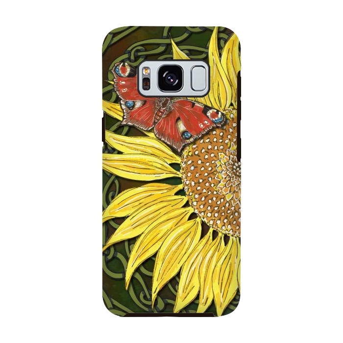 Galaxy S8 StrongFit Sunflower and Butterfly by Lotti Brown