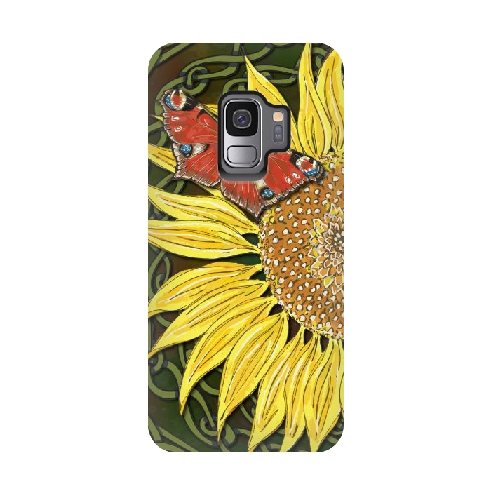 Galaxy S9 StrongFit Sunflower and Butterfly by Lotti Brown