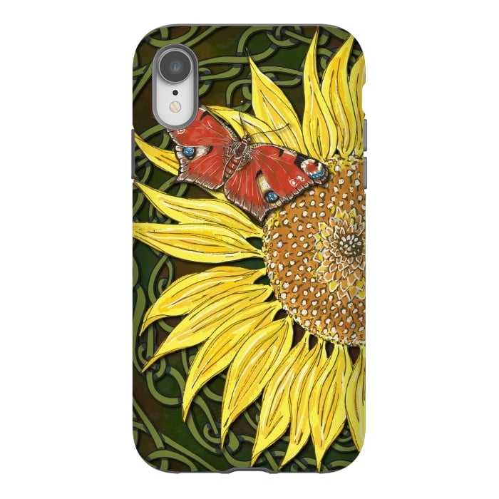 iPhone Xr StrongFit Sunflower and Butterfly by Lotti Brown