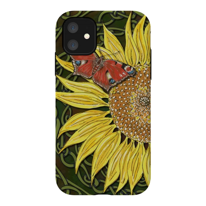 iPhone 11 StrongFit Sunflower and Butterfly by Lotti Brown