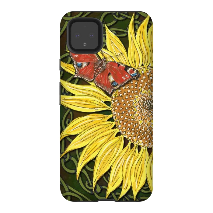 Pixel 4XL StrongFit Sunflower and Butterfly by Lotti Brown