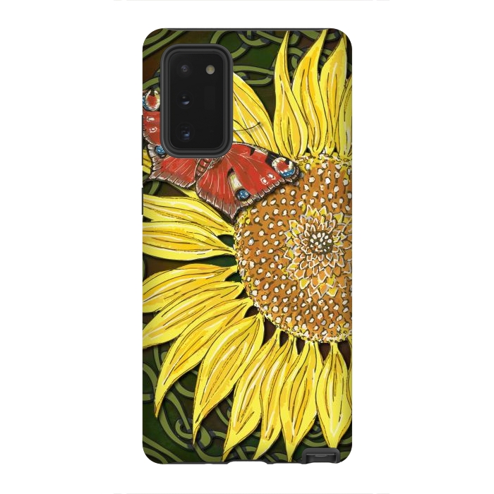 Galaxy Note 20 StrongFit Sunflower and Butterfly by Lotti Brown