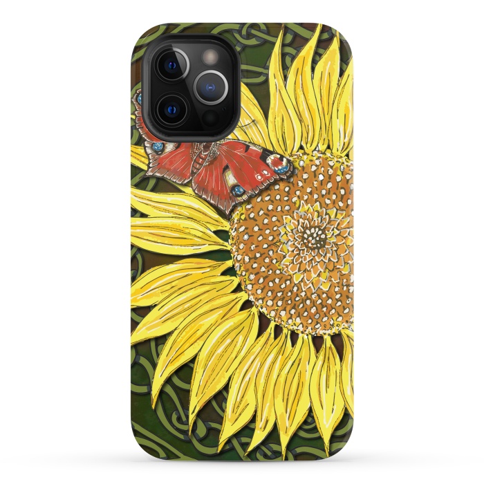 iPhone 12 Pro Max StrongFit Sunflower and Butterfly by Lotti Brown