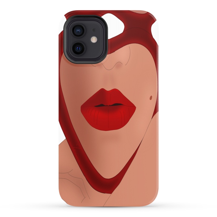 iPhone 12 StrongFit Mirrored Lips - Valentines Edition Design by Anima Tea Story