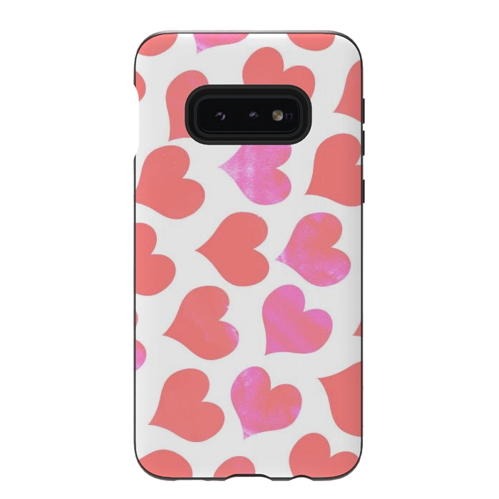 Galaxy S10e StrongFit Bold Red-Pink hearts by Oana 