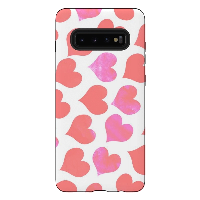 Galaxy S10 plus StrongFit Bold Red-Pink hearts by Oana 