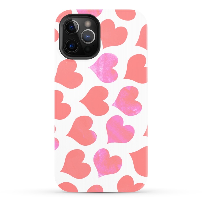 iPhone 12 Pro StrongFit Bold Red-Pink hearts by Oana 