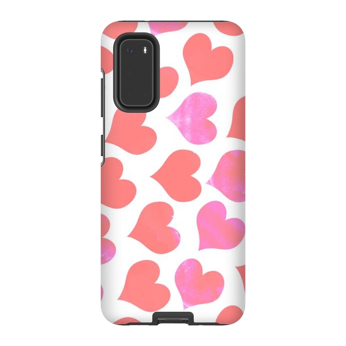 Galaxy S20 StrongFit Bold Red-Pink hearts by Oana 