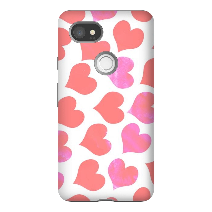 Pixel 2XL StrongFit Bold Red-Pink hearts by Oana 