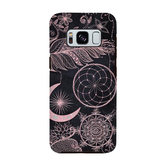 Galaxy S8 StrongFit Rose Gold Glitter Dreamcatcher Feathers Mandala by InovArts