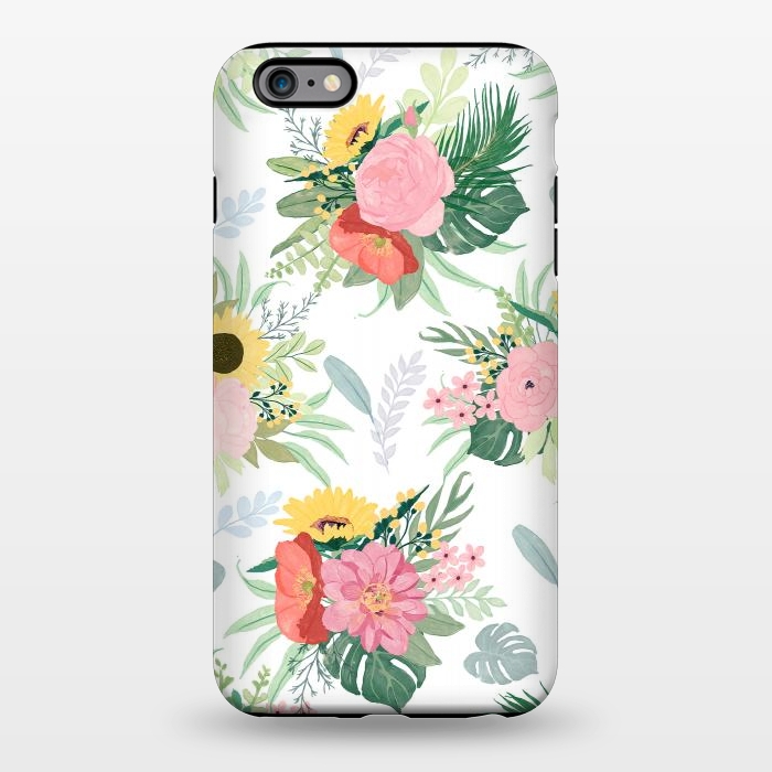 iPhone 6/6s plus StrongFit Girly Watercolor Poppy & Sunflowers Floral Design by InovArts