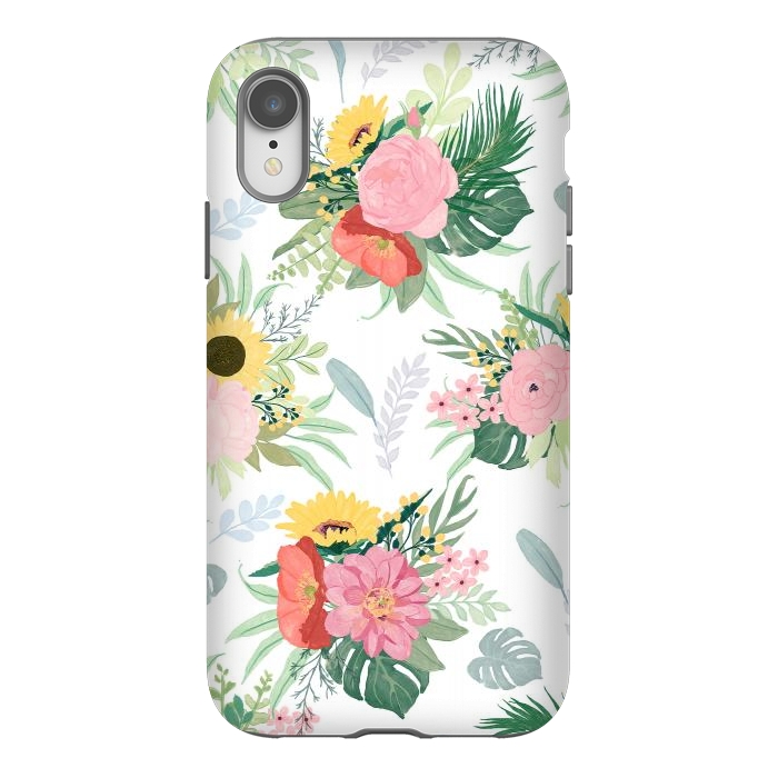 iPhone Xr StrongFit Girly Watercolor Poppy & Sunflowers Floral Design by InovArts