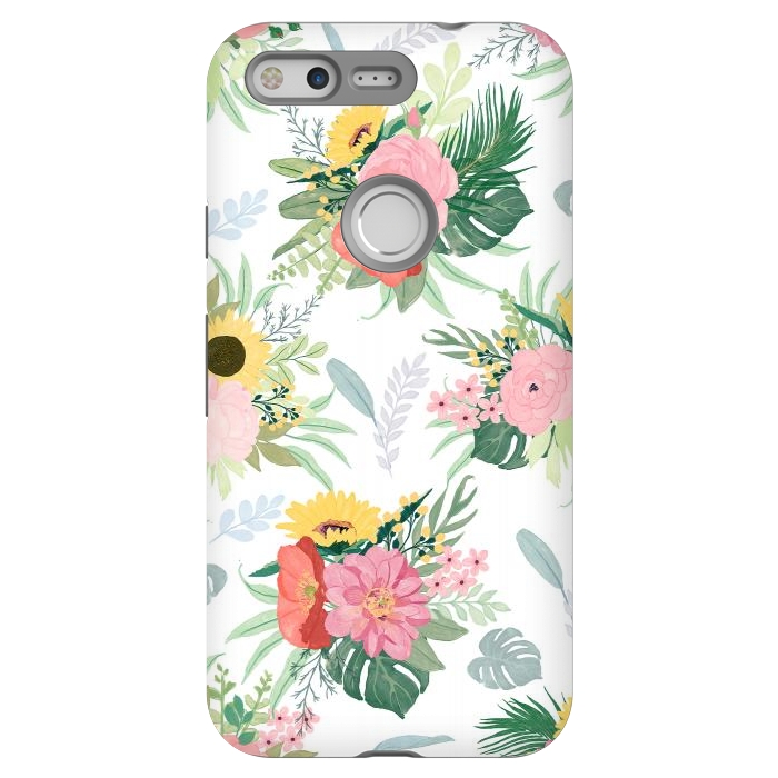 Pixel StrongFit Girly Watercolor Poppy & Sunflowers Floral Design by InovArts