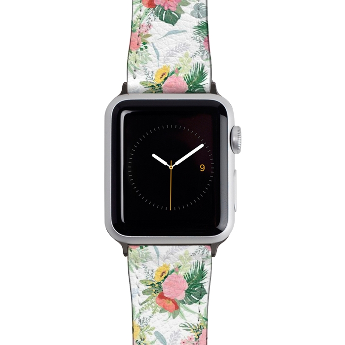 Watch 38mm / 40mm Strap PU leather Girly Watercolor Poppy & Sunflowers Floral Design by InovArts
