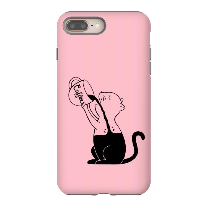 iPhone 7 plus StrongFit Cat full coffee Pink by Coffee Man