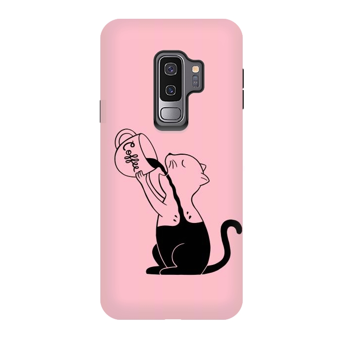 Galaxy S9 plus StrongFit Cat full coffee Pink by Coffee Man