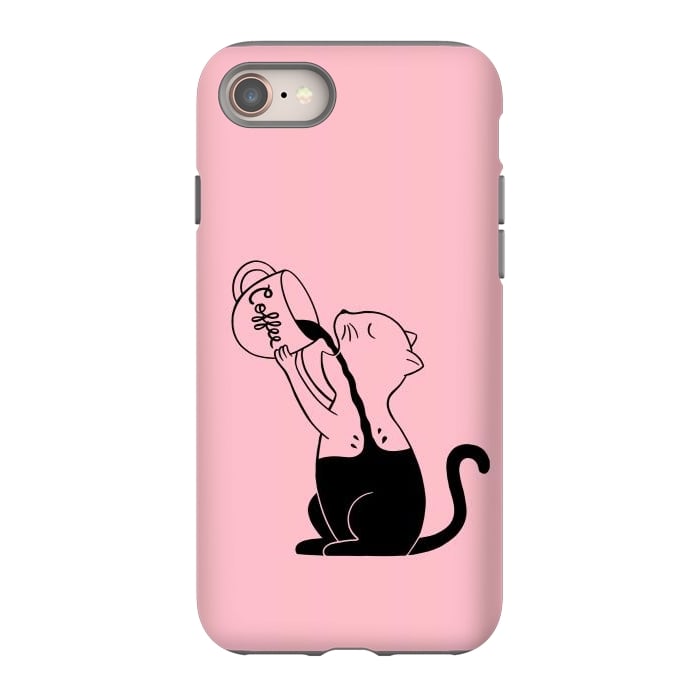 iPhone 8 StrongFit Cat full coffee Pink by Coffee Man