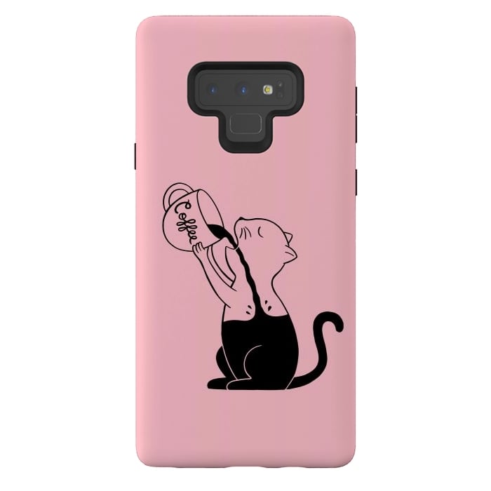 Galaxy Note 9 StrongFit Cat full coffee Pink by Coffee Man