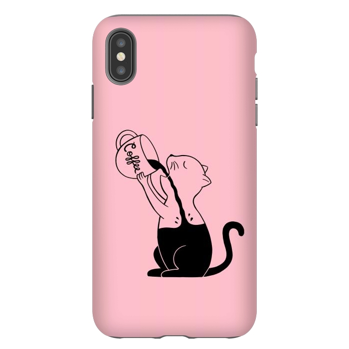 iPhone Xs Max StrongFit Cat full coffee Pink by Coffee Man