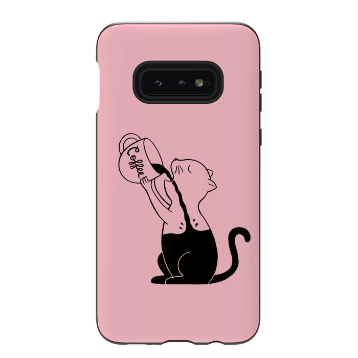 Galaxy S10e StrongFit Cat full coffee Pink by Coffee Man